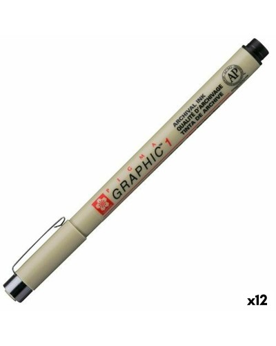 Pennarelli Talens Sakura PIGMA GRAPHIC 1 Nero (12 Unità)