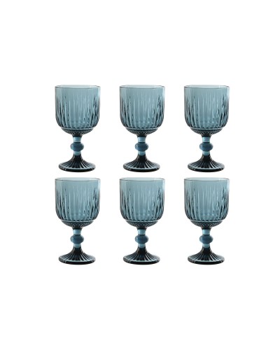 Set of cups Home ESPRIT Blue Crystal 8,8 x 8,8 x 16,3 cm (6 Units)
