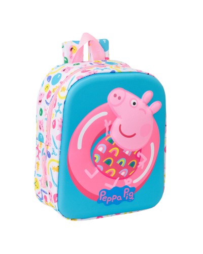 Mochila Infantil Peppa Pig Azul Blanco Rosa 22 x 27 x 10 cm 3D