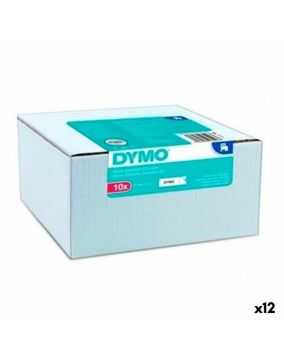 Ruban Laminé pour Etiqueteuses Dymo Blanc Noir Autocollants 10 Pièces (12 Unités)