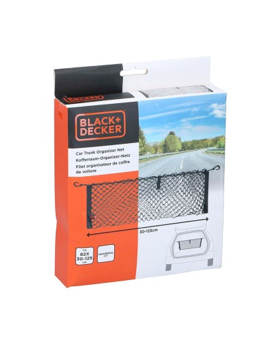 Black & Decker Filet de Coffre Voiture Noir Élastique 30-125x82cm Rangement Objets
