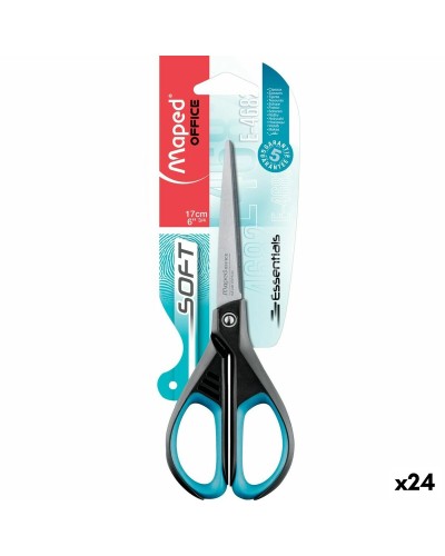Tijeras Maped Essentials Soft E4682 Negro Azul Acero Inoxidable 17 cm (24 Unidades)