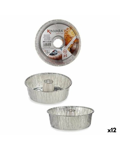 Stampo per Torte Argentato in Alluminio 19,5 x 19,5 x 6 cm, Set da 4 (12 Unità)