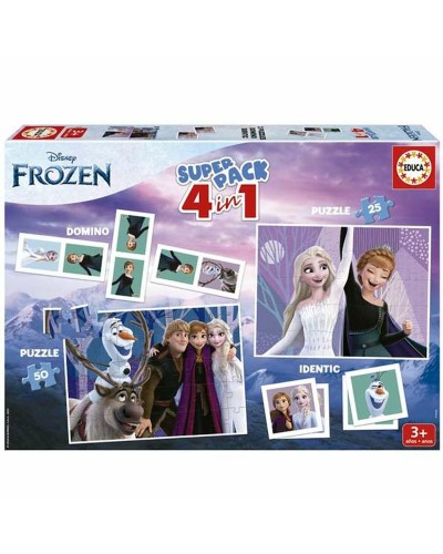 Frozen Geschicklichkeitsspielset 4 in 1: Dame, Vier gewinnt, Memory, Domino
