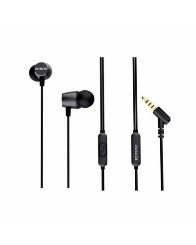 Aiwa ESTM30BK Auricolari con Microfono - Neri, Ottima Qualità Audio
