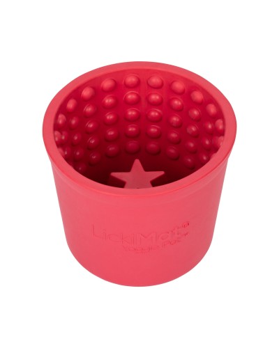 Lickimat rosa de goma para perros, ideal para golosinas, comida y raciones.
