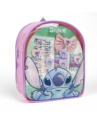 Children's Backpack with Hair Accessories Stitch Multicolour