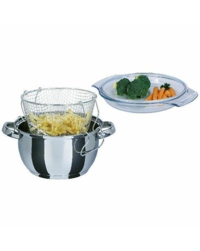 Poêle à frire avec panier GSW Acier inoxydable Ø 22 cm Argenté