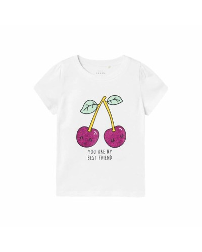 Camiseta de Manga Corta Infantil Name It Nmfvibeke Capsl Blanco