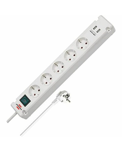 Jatkorasia - 5 pistoketta kytkimellä Brennenstuhl Bremounta 3600 W USB x 2 (3 m)