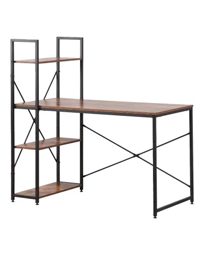 Escritorio Gaming EDM 121x120x64cm Estantería Madera Metal Negro
