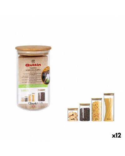 Tin Quttin Borosilicaatglas Bamboe Siliconen 850 ml 10,2 x 16,8 cm (12 Stuks) (9,5 x 16 cm)