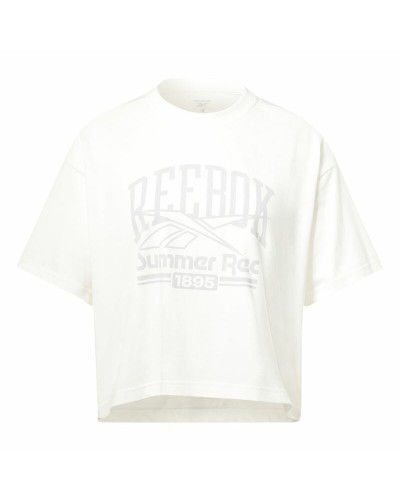 Reebok Camiseta Mujer Graphic Logo Blanca - Algodón Transpirable, Fitness

