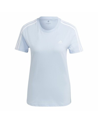 Adidas Camiseta Mujer 3 Rayas Azul - Algodón Deportivo Casual
