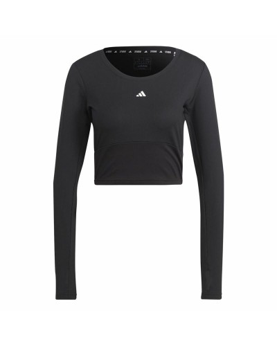 Dames-T-Shirt met Lange Mouwen Adidas Studio Zwart
