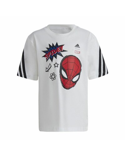 T-Shirt met Korte Mouwen voor kinderen Adidas Spider-Man Wit