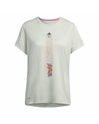 Adidas Agravic Femme : T-shirt de course à manches courtes - Blanc Chaud
