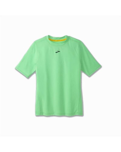 Brooks High Point Mujer: Camiseta de Running Manga Corta Verde Transpirable
