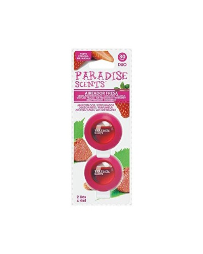 Paradise Scents Ambientador Coche Fresa Duo - Fragancia de Larga Duración (2 uds)
