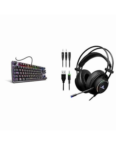 Tangentbord Krom NXKROMKRNLTKL Svart Qwerty Spanska