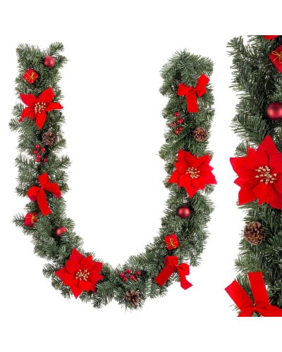 Kerstkrans Rood Groen Plastic Weefsel 180 cm