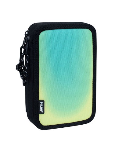 Dubbelt pennfodral Milan Sunset Svart Grön 19,5 x 13 x 5 cm 36 Delar