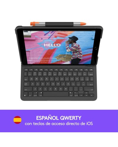 Hülle für Tablet und Tastatur Logitech 920-009478 Grau Graphit Qwerty Spanisch QWERTY