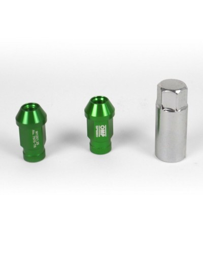 OMP Tuercas de Rueda 7075 Verde M14 x 1.25 - Juego de 20 piezas Ligeras y Resistentes
