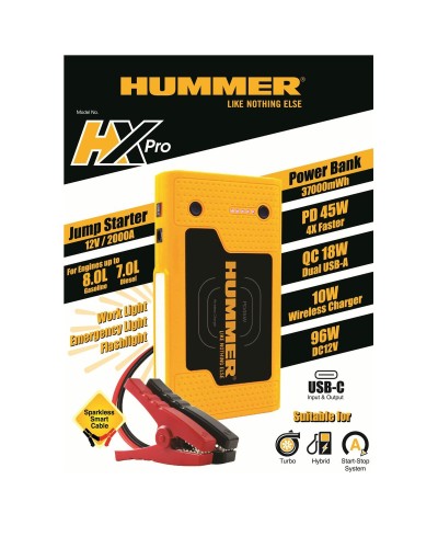 Hummer HXPro: Avviatore Batteria Auto 12V 10000mAh - Booster Portatile
