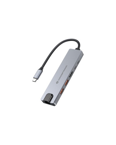 Hub USB Conceptronic 6 en 1 USB 3.2 Gen 2 Grijs