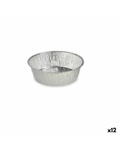 Uppsättning av köksfat Disponibel Rund Aluminium 25 x 8 x 25 cm (12 antal)
