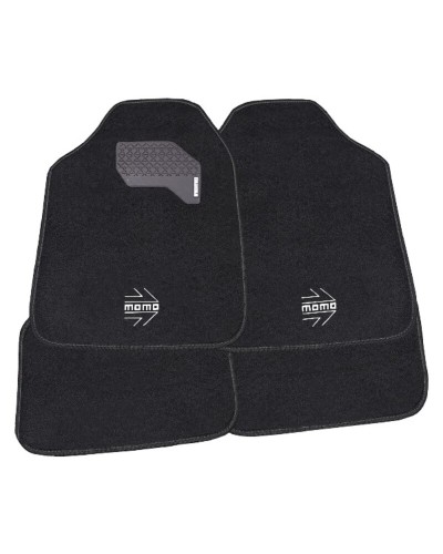 Momo 015: Jeu de Tapis de Sol Auto Blanc/Noir - 4 Pièces
