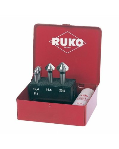 Juego de avellanadores RUKO DIN 335 Acero de alta velocidad (HSS) 4 Piezas