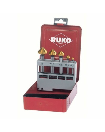 Jeu de fraises à chanfreiner (Fraises à chanfreiner) RUKO 102154A 25 mm DIN 335 Acier rapide (AR) 5 Pièces