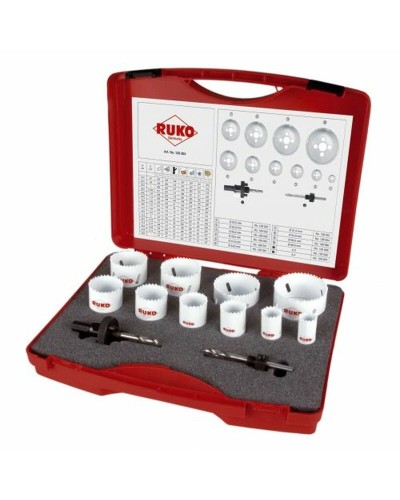 Set de couronnes de forage RUKO Acier rapide (AR) 12 Pièces