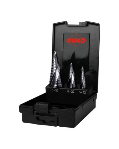 Set de brocas RUKO FLOWSTEP® Acero de alta velocidad (HSS) Estuche 3 Piezas