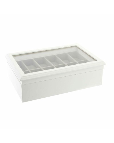 Jewelry box DKD Home Decor 102182 Watches 28 x 19 x 9 cm Crystal White MDF Wood