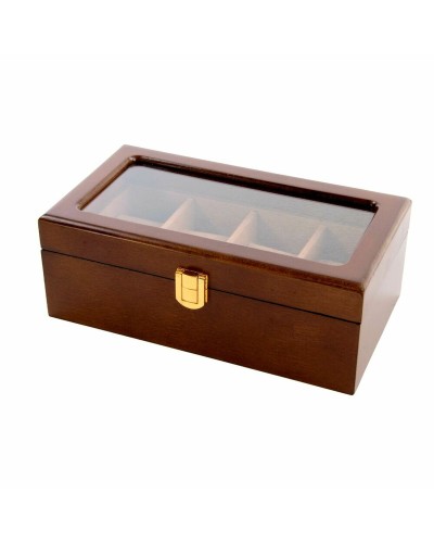 Smyckeskrin DKD Home Decor Klockor Brun Trä Glas Trä MDF 22 x 12 x 8 cm