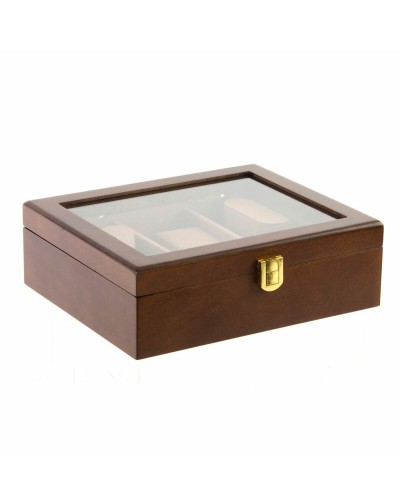 Jewelry box DKD Home Decor Brown Wood Crystal MDF Wood 21 x 18 x 8 cm
