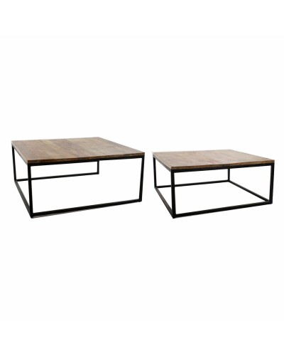 Set of 2 tables DKD Home Decor Brown Black 90 x 90 x 40 cm