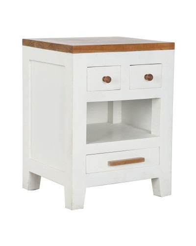 Nachtkastje DKD Home Decor Wit Bruin Acacia Mangohout 45 x 40 x 60 cm