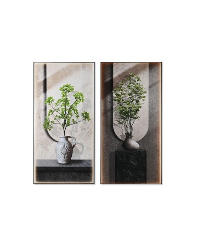 Canvas Home ESPRIT Green Beige Oriental Vase 80 x 3 x 160 cm (2 Units)