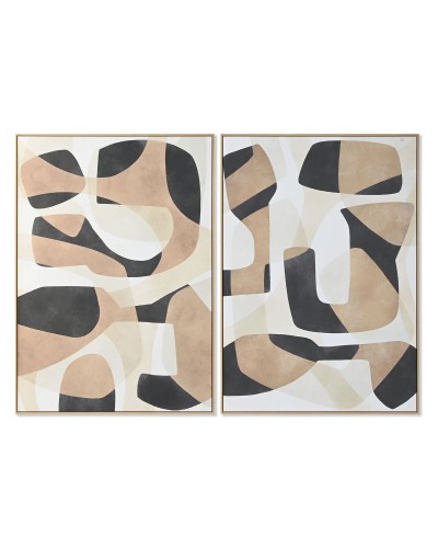 Cadre Home ESPRIT Marron Noir Abstrait Urbaine 100 x 4 x 140 cm (2 Unités)