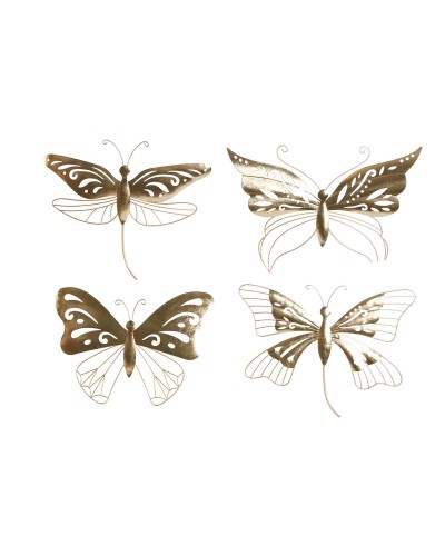 Decorazione da Parete Home ESPRIT Dorato Farfalla 43 x 2 x 33 cm (4 Unità)