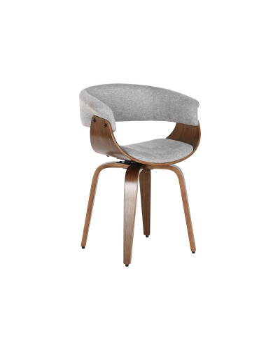 Chaise de Salle à Manger Home ESPRIT Marron Gris Polyester Noyer Polyuréthane 61 x 46 x 78 cm