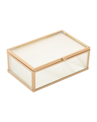 Caja-Joyero Home ESPRIT Dorado Metal Cristal 15 x 11 x 5,5 cm