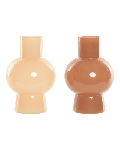 Vas Home ESPRIT Kräm Terrakota n Glas 15 x 15 x 24 cm (2 antal)