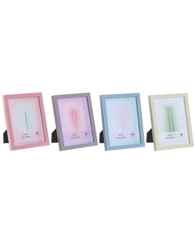 Photo frame Home ESPRIT Blue Green Crystal MDF Wood Urban (4 Units)