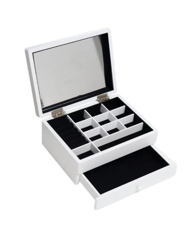 Scatola-Portagioie Home ESPRIT Bianco Legno MDF 21 x 17 x 9 cm