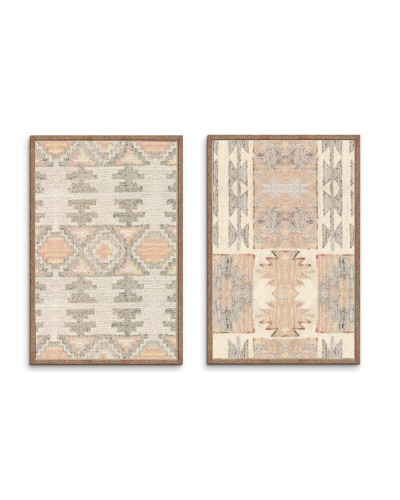 Cuadro Home ESPRIT Rojo Beige Gris 75 x 3 x 105 cm (2 Unidades)